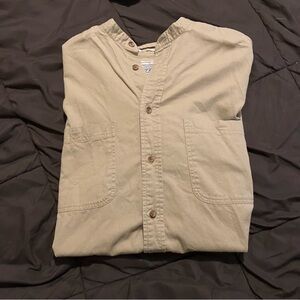 John Ashford men’s medium beige button up shirt, short sleeve , 100% cotton
